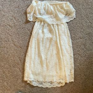 Express lace off the shoulder dress